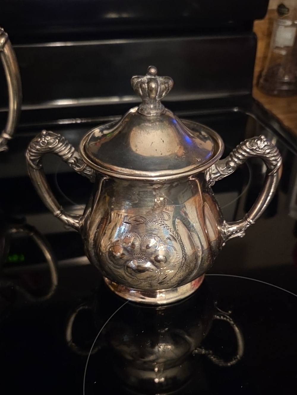 Vntg Silver Tea Set - 3 Piece Creamer Sugar and Teapot. Lid Is Teapot Lifts Off - Picture 5 of 11